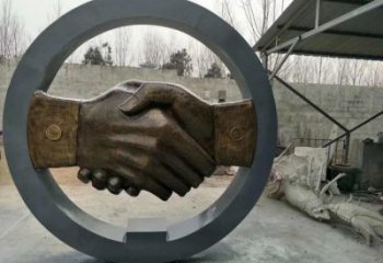 握手雕塑觀賞型，戶外擺放，不銹鋼握手雕塑廠家