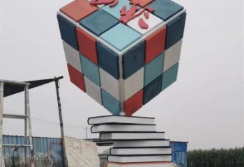 疊書雕塑工廠選用，街道標(biāo)識，不銹鋼疊書雕塑制作