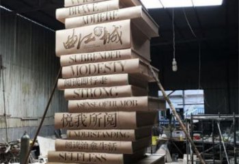 景區(qū)書籍雕塑，鍍金歐式雕塑，鐵藝材質(zhì)