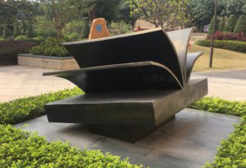 銅書(shū)本雕塑制作，景區(qū)案例，銅書(shū)本雕塑定做廠家