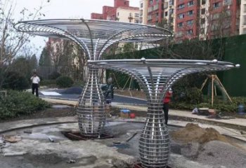 制造遮陽樹雕塑廠家，地標擺件，鏤空遮陽樹雕塑訂做