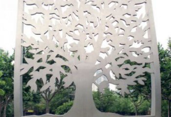 鏤空樹雕塑定價，街頭雕塑，烤漆鏤空剪紙樹雕塑廠家