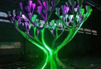 制造燈光樹雕塑，鋼管組合，燈光蘑菇樹雕塑制作廠家