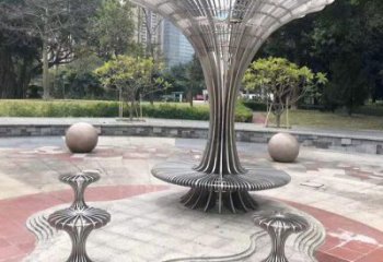抽象傘樹(shù)雕塑供需，美陳雕塑，歐式鏤空傘樹(shù)雕塑承接