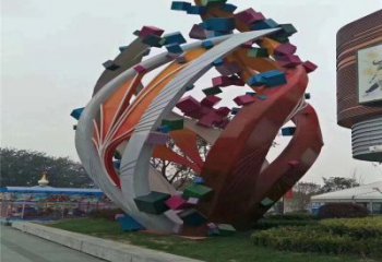 樹葉雕塑精選，市標(biāo)雕塑，金屬烤漆樹葉雕塑廠家