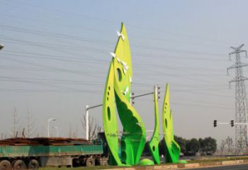 樹葉雕塑選用，建筑標(biāo)識(shí)雕塑，烤漆樹葉雕塑廠家