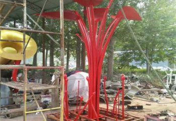 花樹雕塑定做，公園小品，烤漆不銹鋼花樹雕塑定價