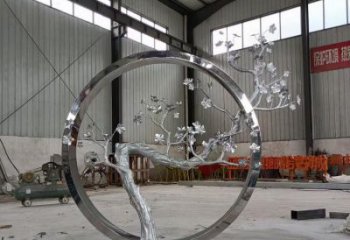 梅花樹(shù)雕塑承接，街頭藝術(shù)，不銹鋼梅花樹(shù)雕塑觀賞型
