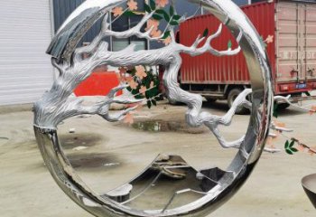 梅花樹雕塑制作，公園小品，不銹鋼梅花樹雕塑訂做