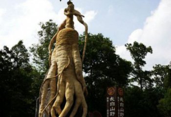 人參雕塑定制，標(biāo)識(shí)雕塑，戶外景觀人參樹(shù)雕塑指用