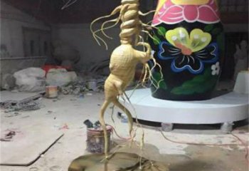 人參雕塑通用，彩鋼制作，景觀人參樹雕塑指用