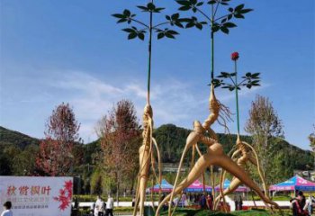 人參雕塑優(yōu)選，白鋼構(gòu)件，不銹鋼人參樹雕塑廠家