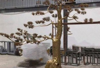 松樹雕塑造型，中式工藝，不銹鋼松樹雕塑制造廠家