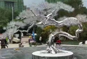 松樹(shù)雕塑制造商，美陳雕塑，不銹鋼松樹(shù)雕塑廠家