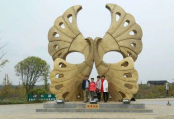 銀杏葉雕塑定制，露天雕塑，不銹鋼銀杏葉雕塑廠家
