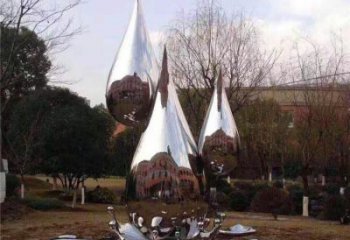 水滴雕塑供應(yīng)，花園小品，戶外不銹鋼水滴雕塑展品
