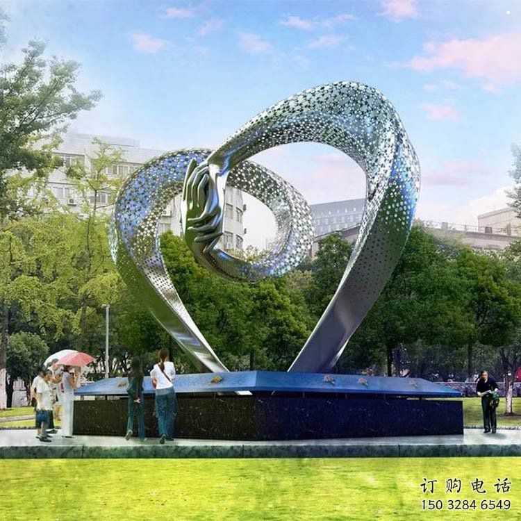 心形雕塑展品，景觀概念，鏤空鏡面心形雕塑優(yōu)選