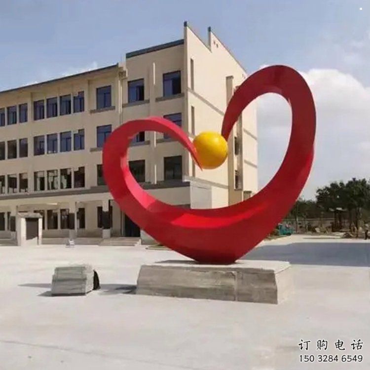 愛心雕塑提供，多彩藝術(shù)，中式烤漆愛心雕塑通用
