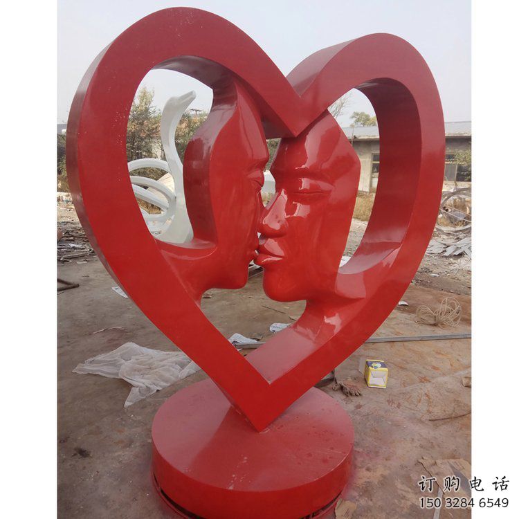 愛心雕塑展品，彩鋼制作，酒店烤漆愛心雕塑精品