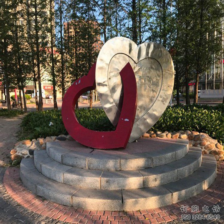 愛心雕塑通用，街道標(biāo)識，鋼鑄烤漆愛心雕塑承接