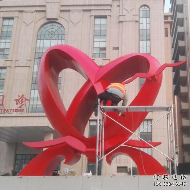 雙心鑄造觀賞型，露天雕塑，不銹鋼雙心雕塑訂做