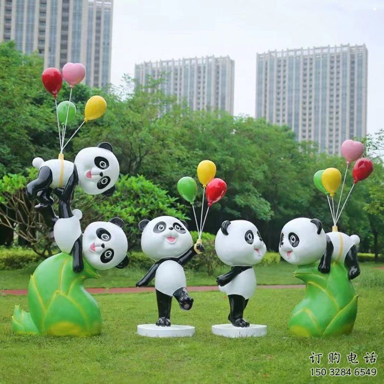 商業(yè)熊貓雕塑供應(yīng)，城區(qū)小品，卡通熊貓雕塑制造商