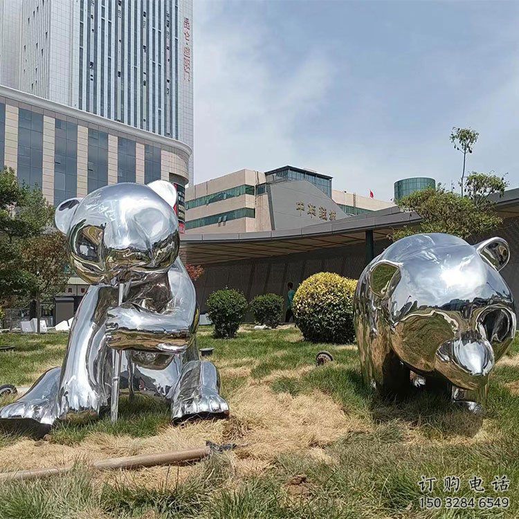 熊貓雕塑造型供需，廣場雕塑，不銹鋼熊貓雕塑選用