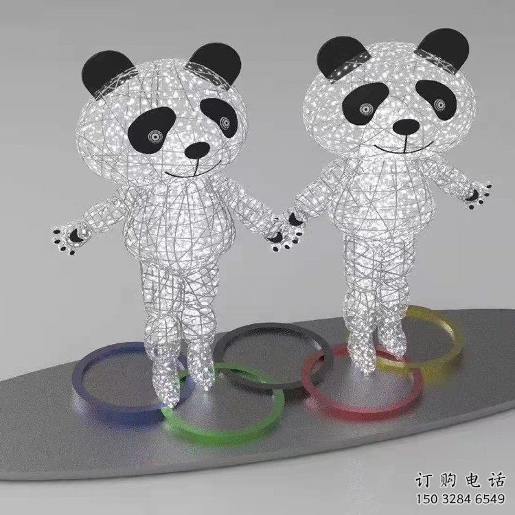 熊貓雕塑工程選用，美陳雕塑，鏤空熊貓雕塑生產(chǎn)