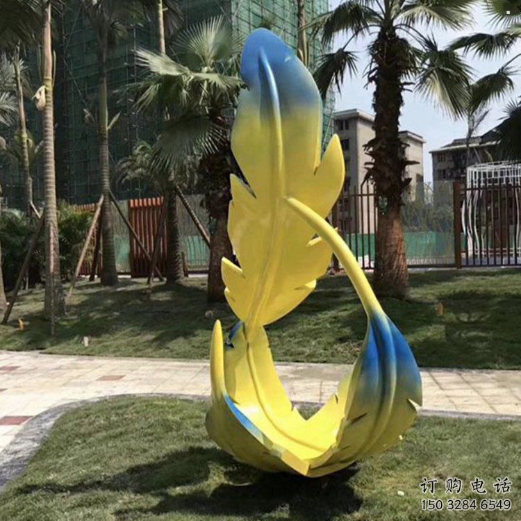 羽毛雕塑承接，景區(qū)案例，公園烤漆羽毛雕塑定制