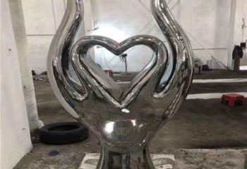大型心形雕塑常用，戶外擺放，鏡面心形雕塑展示專供