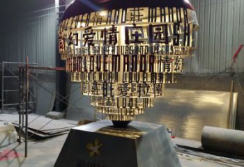 制造心形球雕塑定價，地標擺件，烤漆不銹鋼心形球雕塑精選
