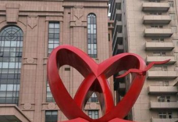 大型雙心雕塑公司制作，花園小品，不銹鋼雙心雕塑提供