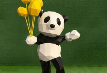 烤漆熊貓雕塑制造商，室外軟裝，卡通熊貓雕塑制作廠家