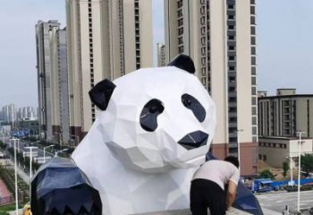 抽象熊貓雕塑展品，小區(qū)雕塑，切面熊貓雕塑工程制作