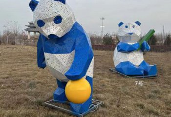 熊貓雕塑優(yōu)選，多彩藝術(shù)，抽象切面熊貓雕塑選用