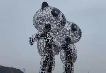 鏤空熊貓雕塑制造商，廣場雕塑，鏤空熊貓雕塑廠家