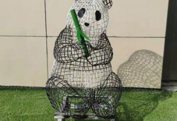 熊貓雕塑常用，公園小品，鏤空熊貓雕塑生產商