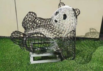 熊貓雕塑制作，標(biāo)識(shí)雕塑，鏤空熊貓雕塑廠家優(yōu)選