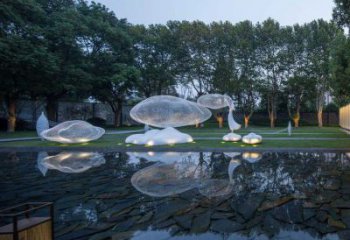 云朵雕塑供應(yīng)，花園小品，戶外鏤空云朵雕塑展品