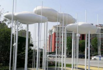 祥云雕塑承接，景區(qū)案例，公園不銹鋼祥云雕塑定制