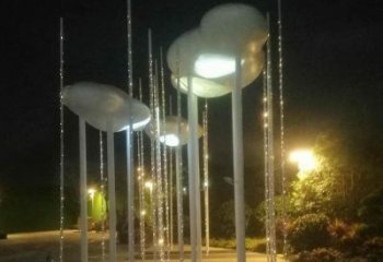 街道云朵雕塑，鍛造景觀雕塑，燈光效果