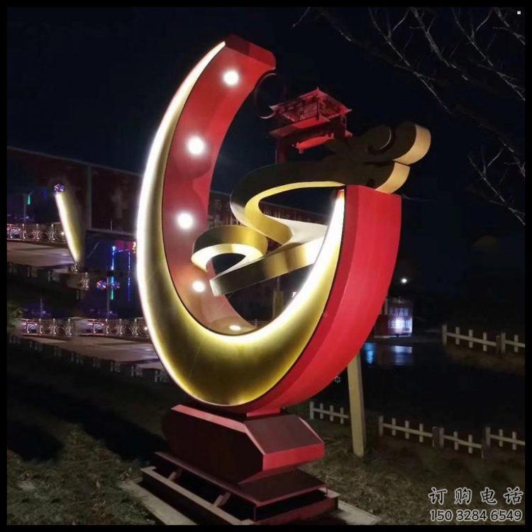 月亮雕塑觀賞型，街景小品，鏤空月亮雕塑主題常用