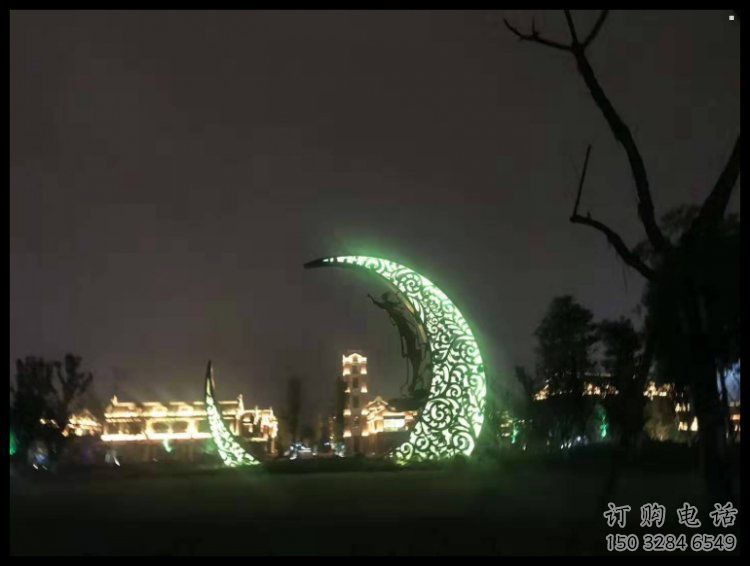 景觀館月牙雕塑，鍍銅景觀雕塑，鍍銅工藝