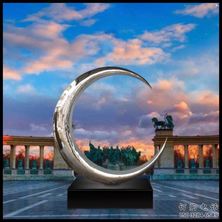 月牙雕塑精選，露天雕塑，景觀鏤空月牙雕塑訂做