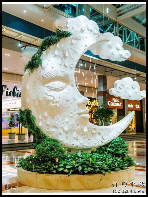 月亮雕塑展品，彩鋼制作，酒店不銹鋼月亮雕塑精品