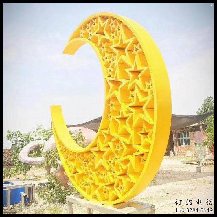 月亮船雕塑供應(yīng)，城區(qū)小品，不銹鋼月亮船雕塑制造商