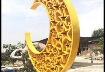 步行街月亮雕塑，鍛造景觀雕塑，鏤空方式