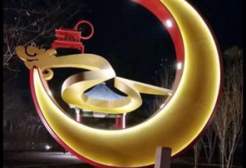 制造月亮雕塑廠家，地標擺件，烤漆鏤空月亮雕塑精選