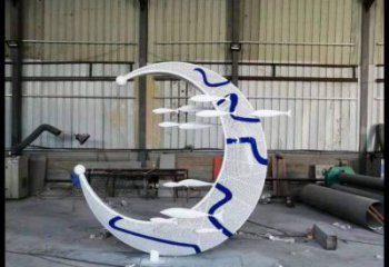 幼兒園月牙雕塑，鐵藝文化雕塑，鑄造制作