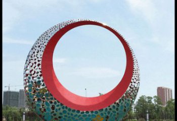 小區(qū)月牙雕塑，拉絲景觀雕塑，抽象效果